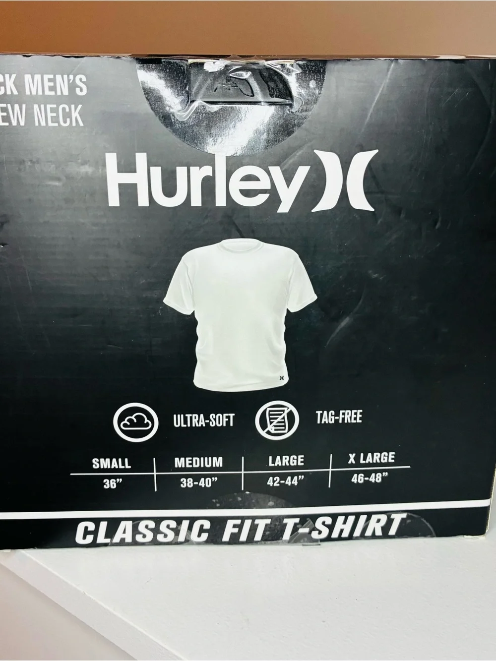 Hurley White Men’s Crew Neck Undershirts - Classic Fit 3-Pack Large